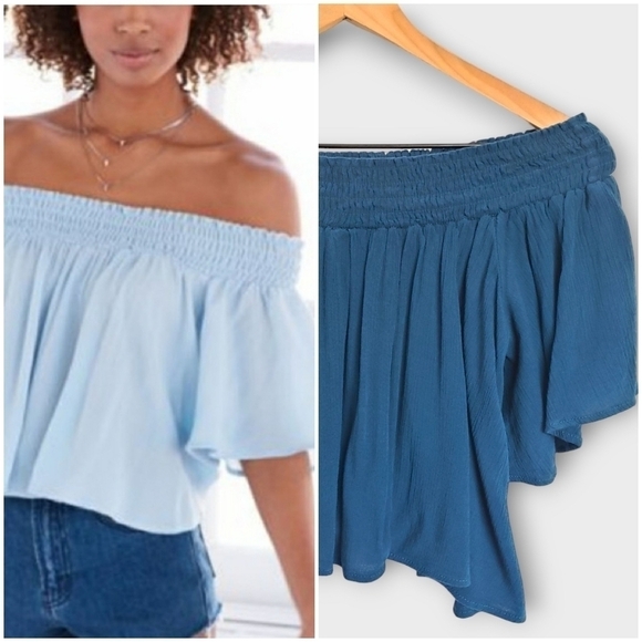 UO Kimchi Blue Ruffled Off Shoulder Top - Picture 1 of 9